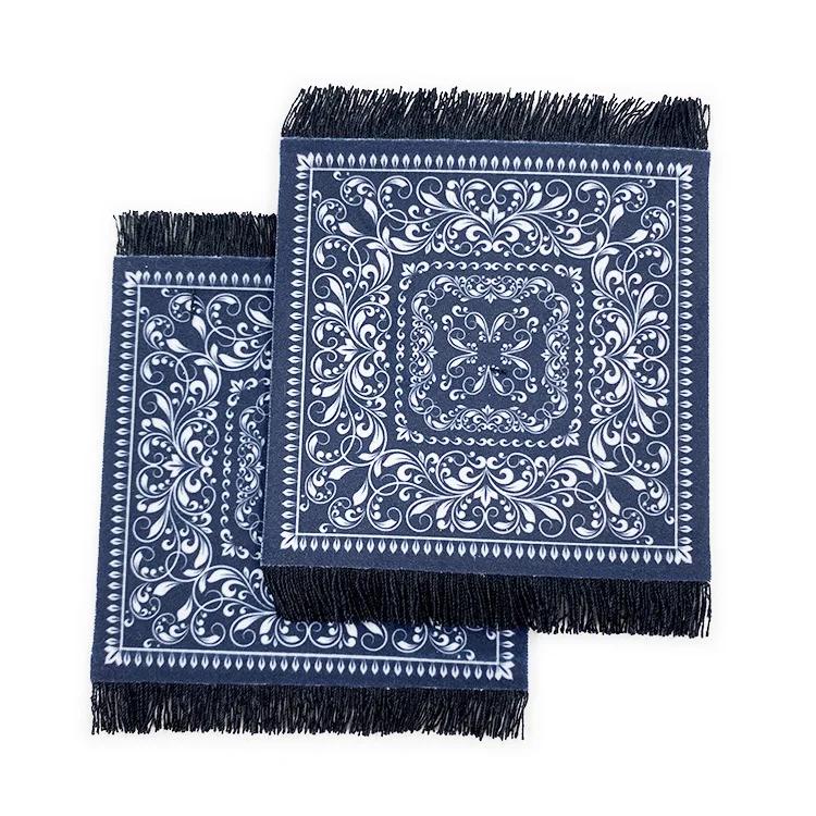 To figure personality creative Navy blue Arabic vintage fringe coasters insulated non-slip coasters square coasters