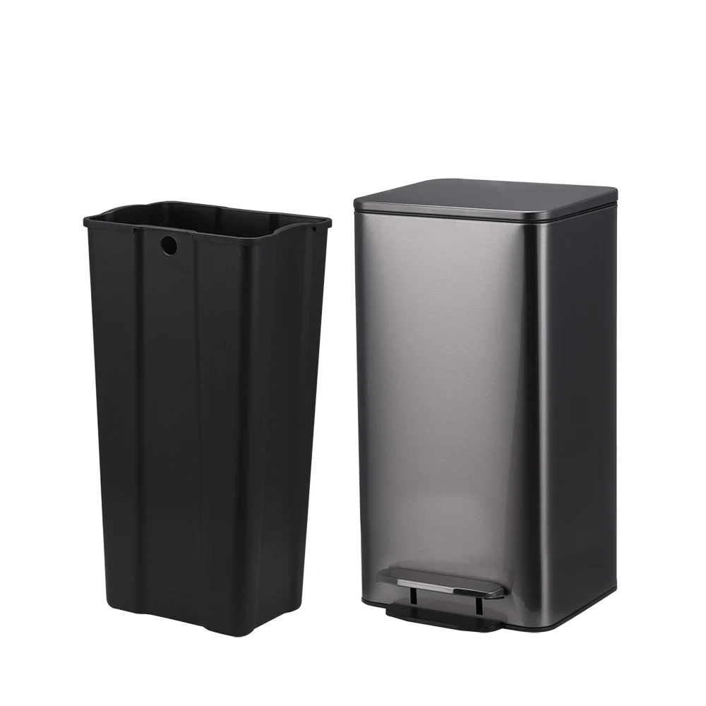 modern design 21L 28L dark grey stainless steel rectangle step bin dust bin indoor outdoor trash can