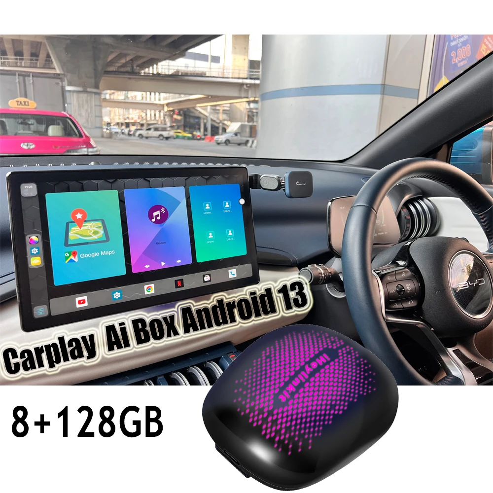 iHeylinkit Carplay Ai Box CP-608 Ultra android 13 QCOM RAM 8+ROM 128GB for Honda/Mazda/Toyota etc.