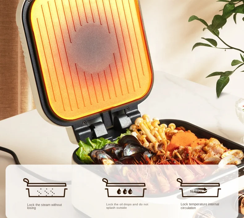 Multi functional smokeless baking tray barbecue hot pot multifunctional portable baking tray household double-sided baking tray