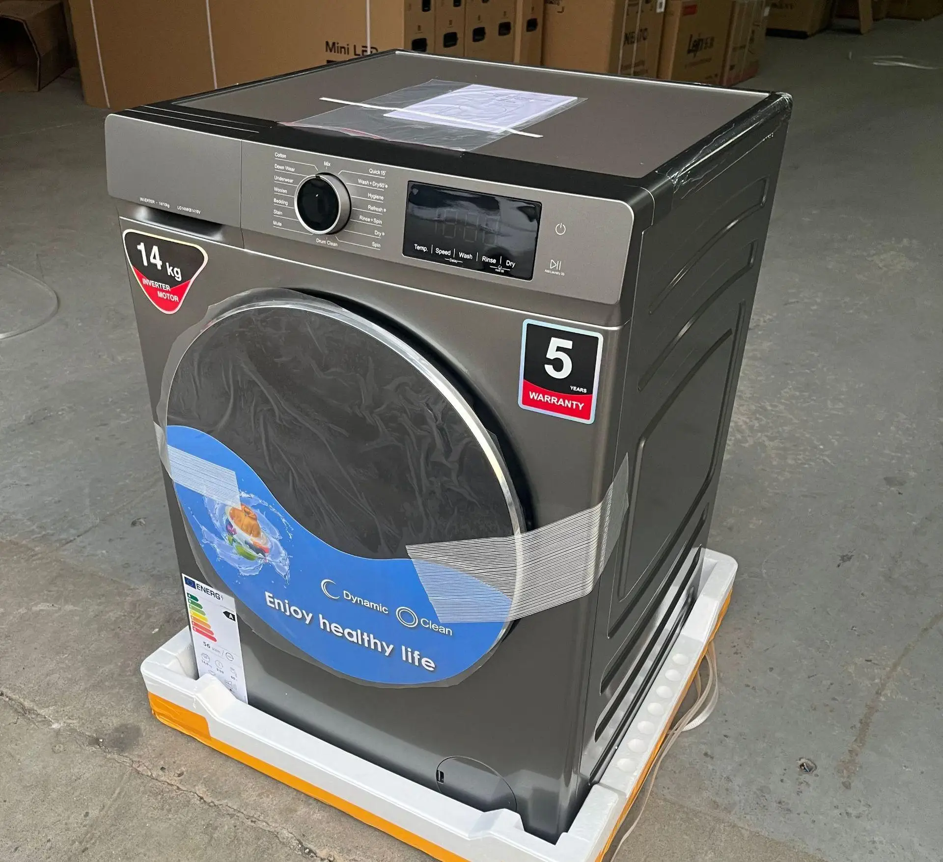 14KG automatic LED display full English drum washing and drying washing machine