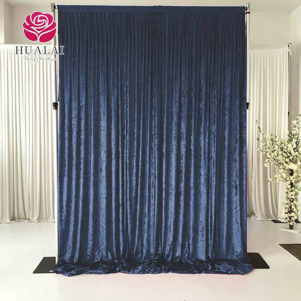 custom solid black velour crushed velvet heavy cloth backdrop drapes curtain for wedding and party