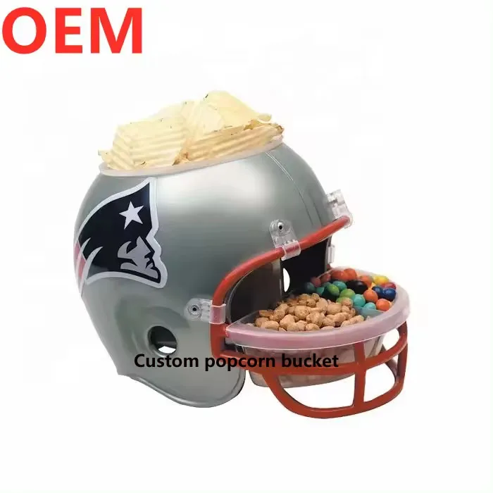 Custom Plastic Bucket Container American Sport Football Soccer Basketball Hockey Baseball Helmet Snack Chip Popcorn Serving Bowl