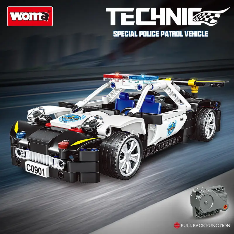WOMA TOYS C0901 Assemble Car Building Block Brick Toy Police Model Car Educational Children Kid Toy