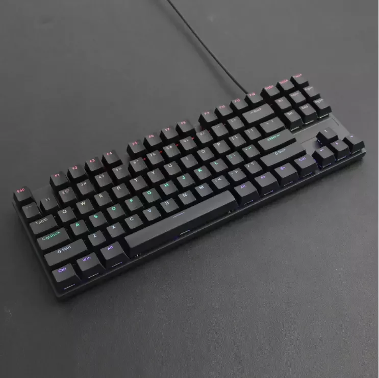 2023 two-color mechanical keyboard 87 key double injection keycap metal panel ergonomics game wired mechanical keyboard