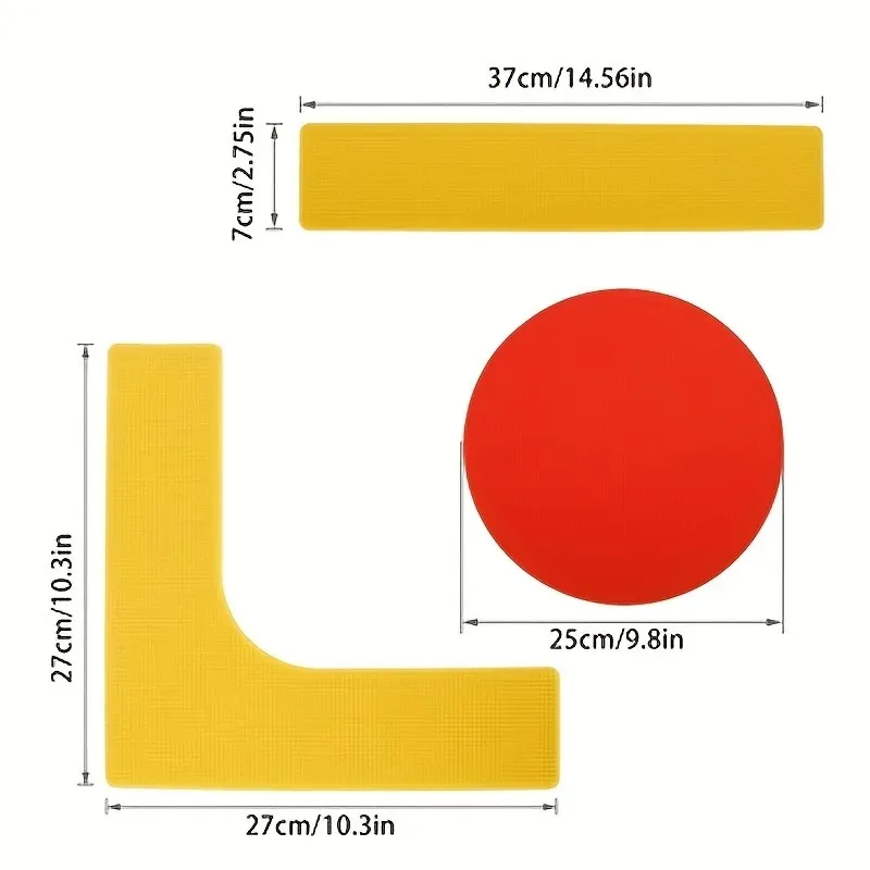 Tennis Court Marking Set (4 Right Angle, 12 Straight Lines, 2 Circular) for Temporary Boundary Line Marking on Standard Court