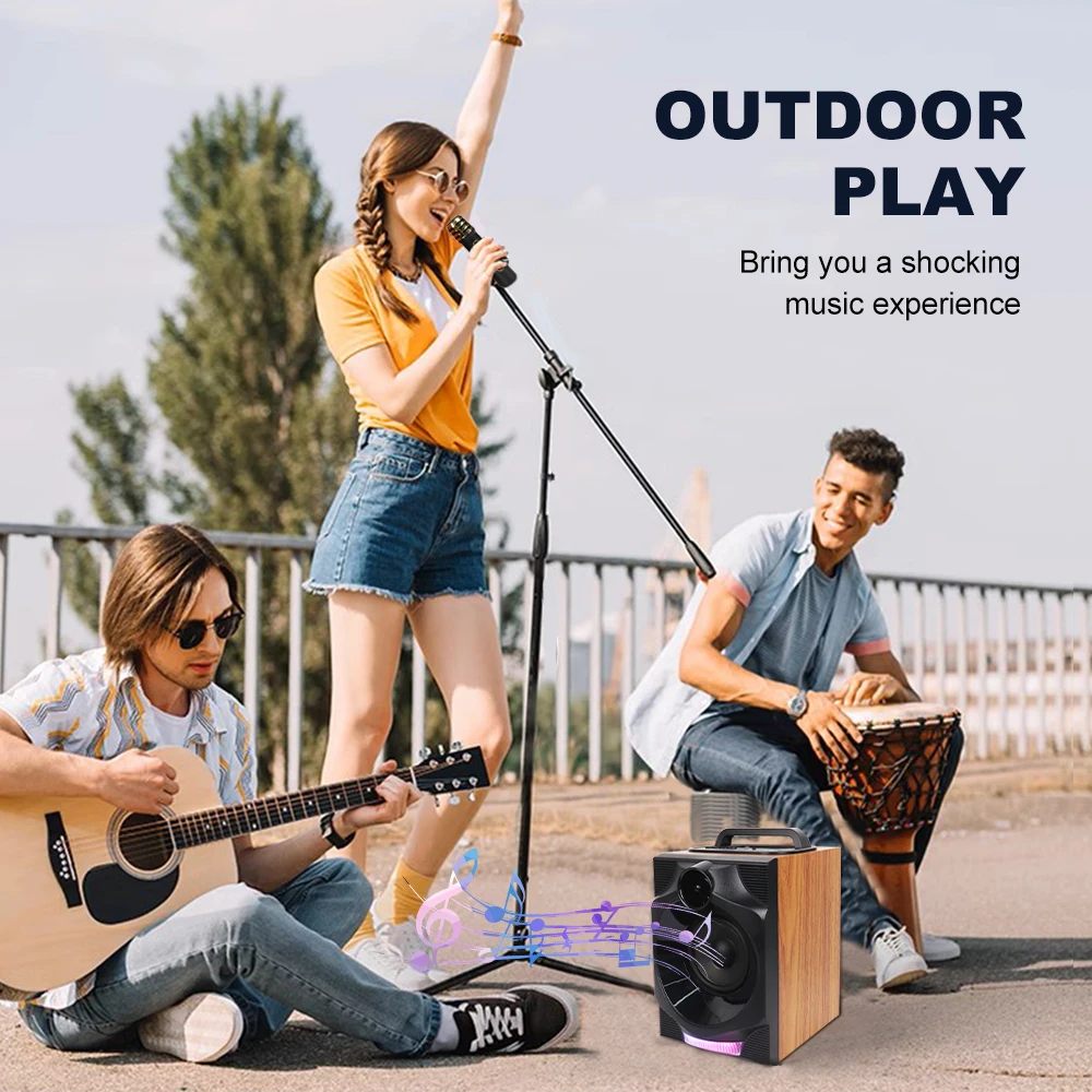 SING-E ZQS1495 4-Inch High Quality Wooden RGB Stereo Karaoke Multimedia Speaker for Computer & Stage Outdoor Parties