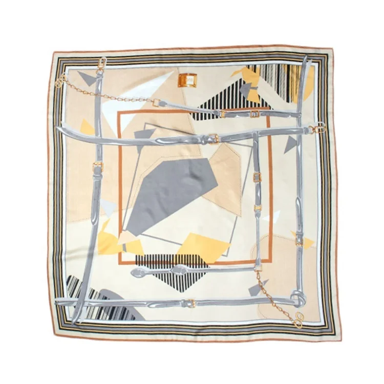 2020 Spring Custom Screen Printed 100 Pure Twill Silk Scarf Square Neck Scarves For Lady