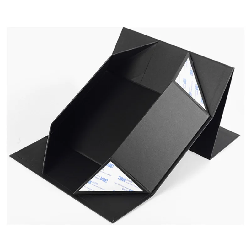 Custom Logo Black Cardboard Gift Box Foldable Rectangle Hard Paper with Magnetic Closure 2mm Thickness Face Cream Shoe Packaging