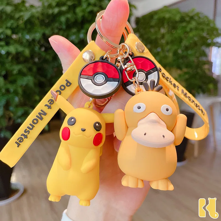 Wholesale 3D Pikachu Anime Cartoon Soft Rubber PVC Keychains Custom Logo Manufacturer Key Chains For Bag Promotion Gifts