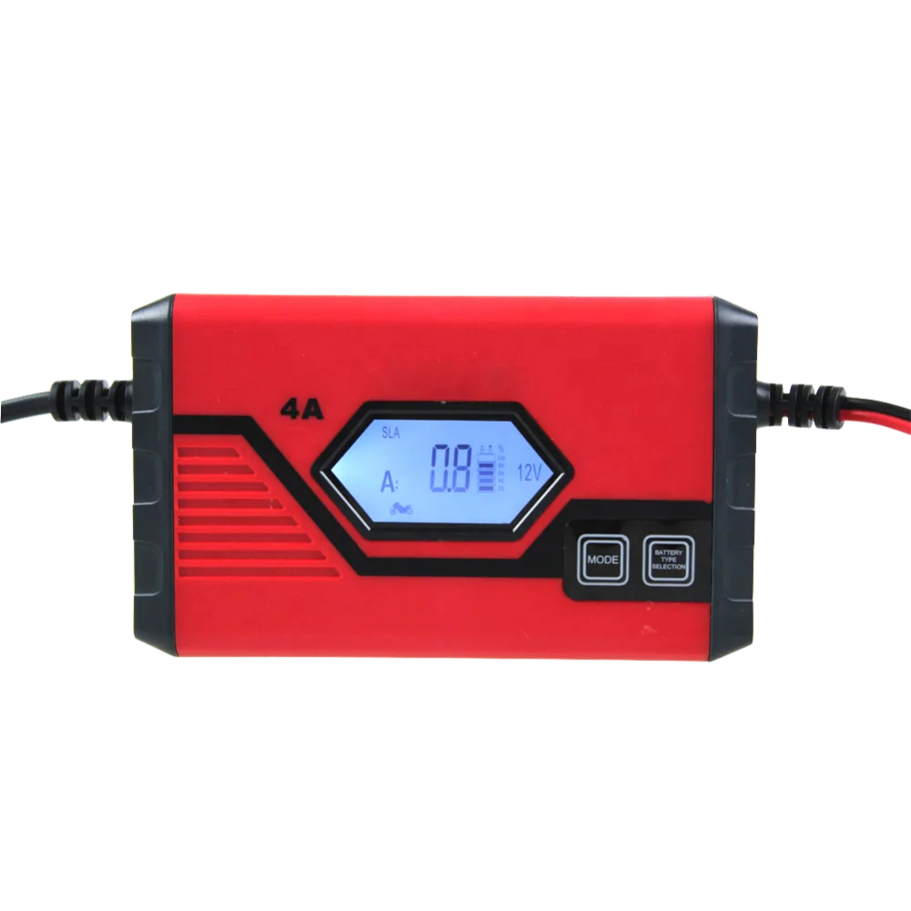 car battery charger 12V 4A Pulse Repair Lead Acid LiFePO4  batteries LCD motorcycle battery charger