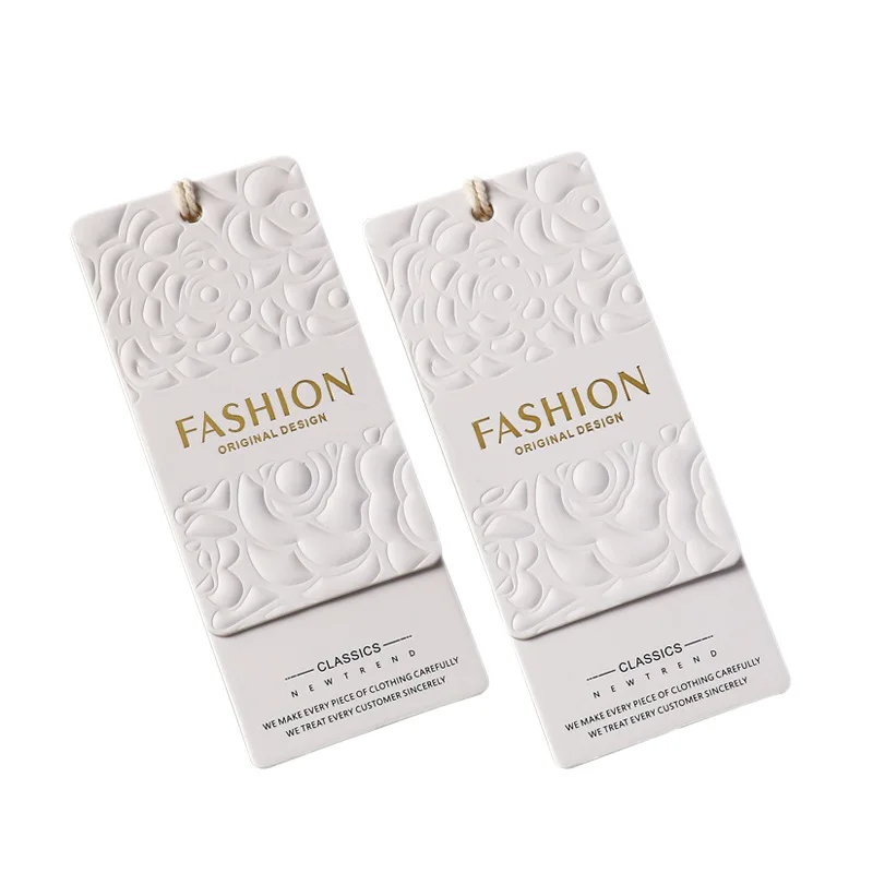 Custom Garment Shirt Shoes Bags Swing Hang Tag Designs Eco-friendly Paper Embossed Hang Tag for Clothes