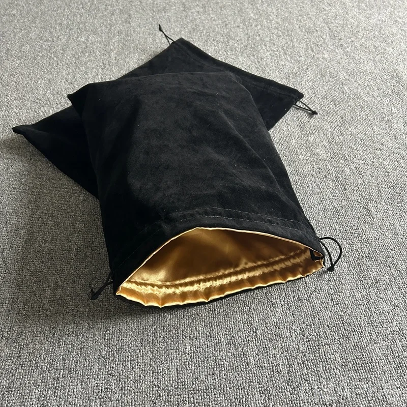 Custom wholesale double sided bag satin velvet wig pouch gift velvet pouch wig dust bag lace wig bags