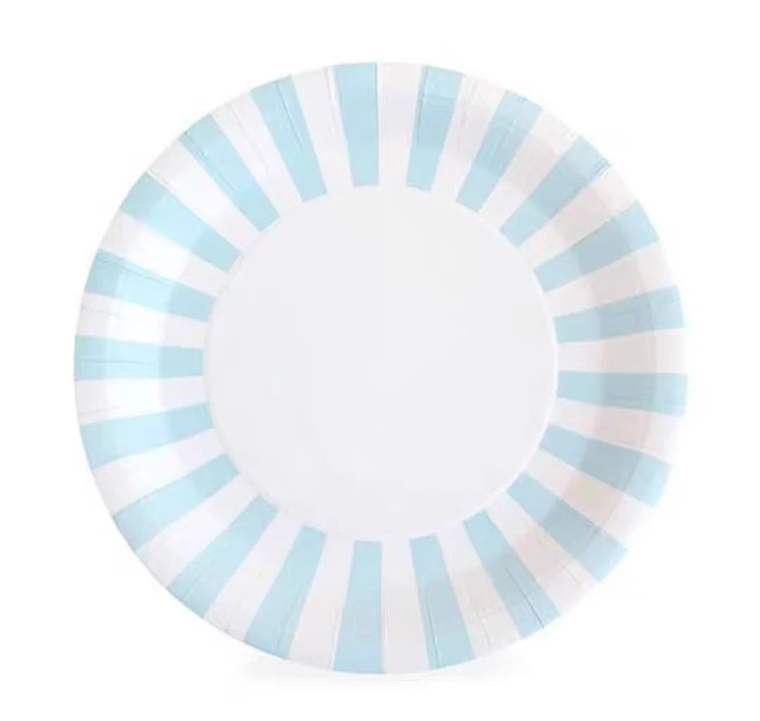 Colored Striped Paper Plates Round Paper Cake Plate Paper Disposable Tableware