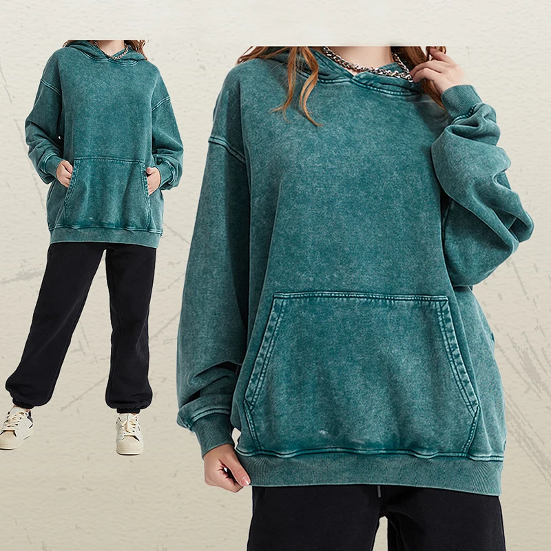 100% Cotton 500gsm Unisex Hoodies Flared Sweatpants New Button Style Oversized Zip-up O-Neck DIY Pattern Knitted Weaving Autumn