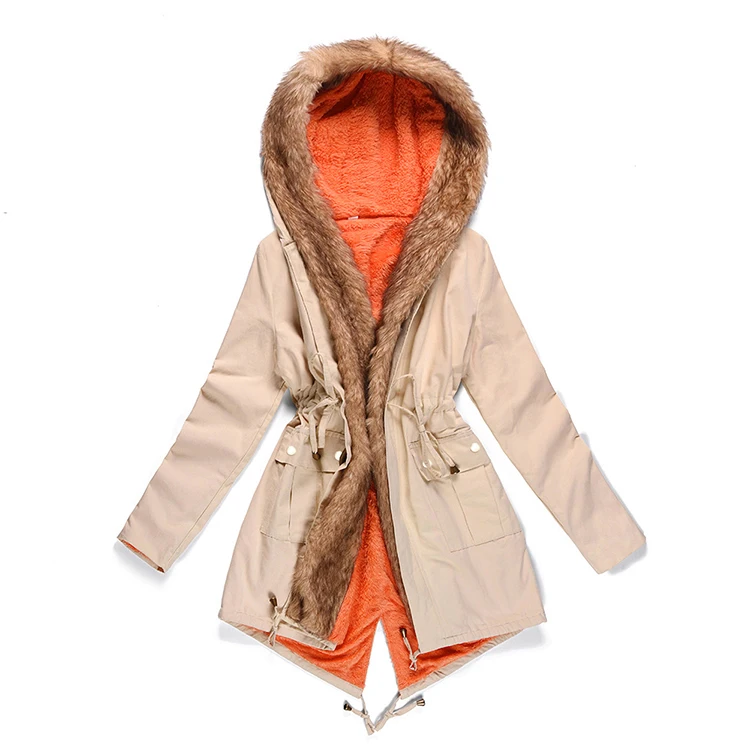 Manufacturer High Quality Custom Winter Faux Fur Parka Jackets Coats with Hoodie Winter Jacket Women Coat