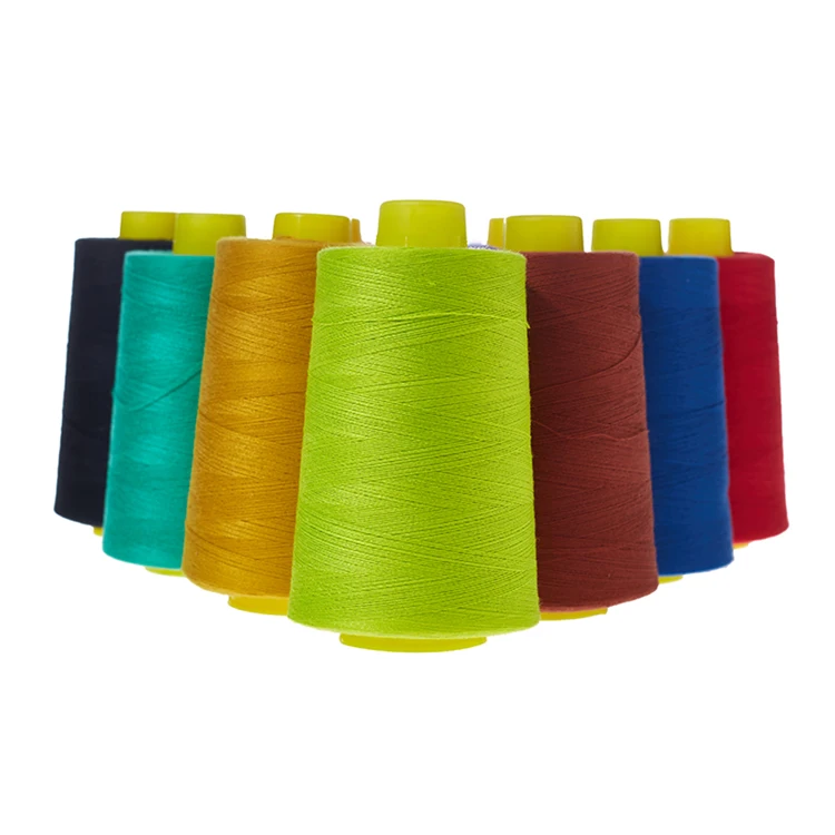 Wholesale 40s/2 Hilo Solid Color Dyed Spun 100% Polyester Yarn Dacron Sewing Thread Cotton With Different Colors