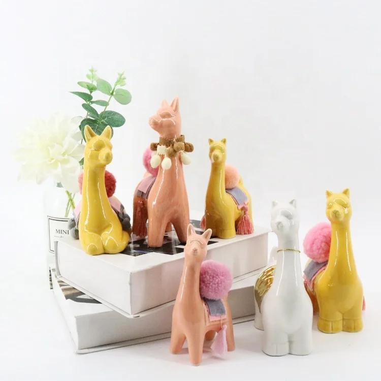 modern design colorful ceramic alpaca home accessories decoration ornament