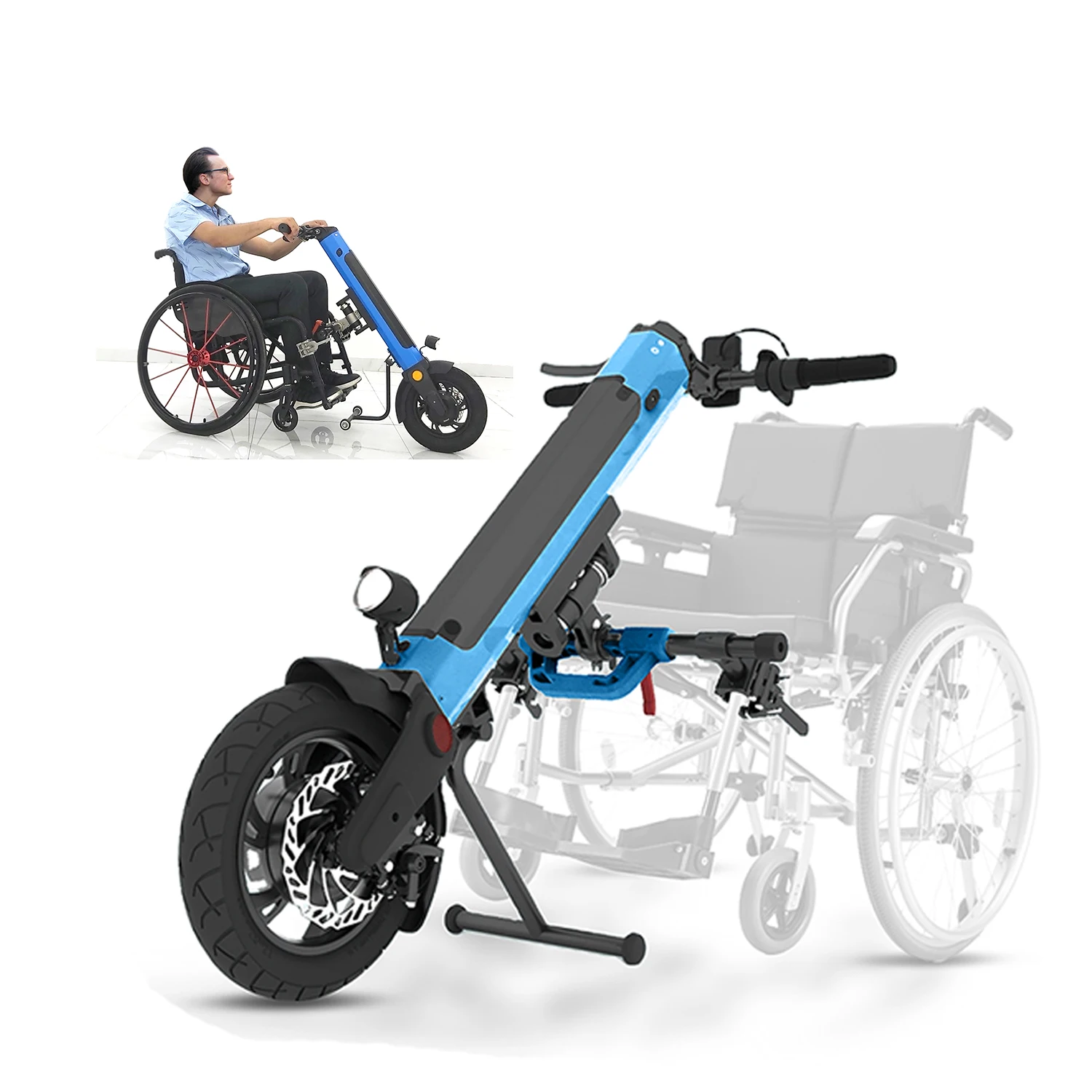 350W 13AH Portable Hand-Pulled Electric Attachable Handcycle wheelchair bicycle electric wheelchair handcycle conversion kit