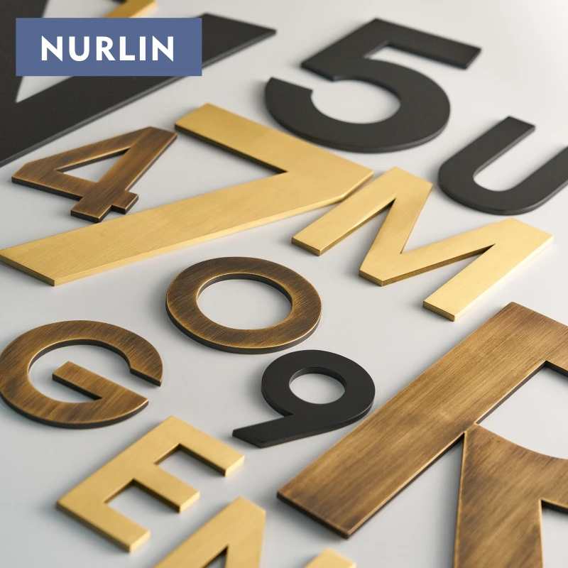 Nurlin цельные латунные разные размеры цифровые уличные двери для двора вывески дома Бесплатная установка Старый бронзовый цвет