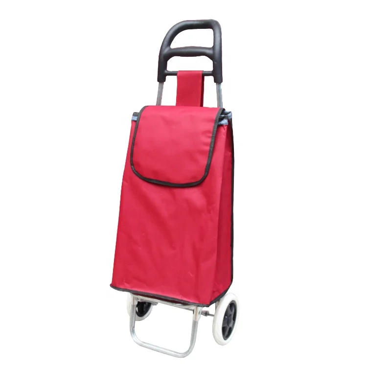 Hot Sale Reusable Supermarket Shopping Trolley Foldable Single Wheel Shopping Bag Cart With Large Handle