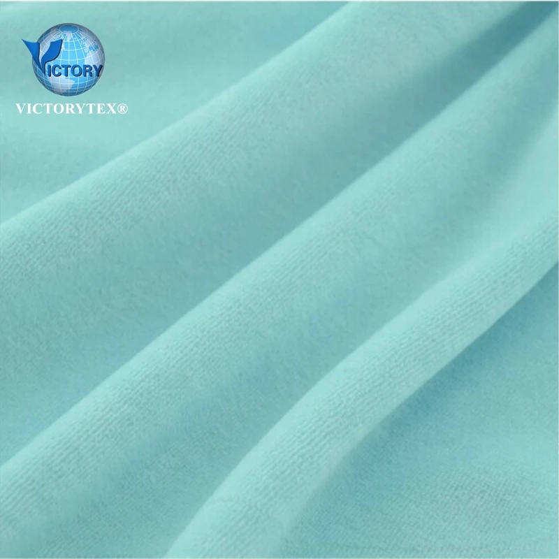 China Suppliers Knitted 80% Cotton 20% Polyester Organic Bamboo Terry Towels Women Tracksuit CVC Velvet Velour Fabric