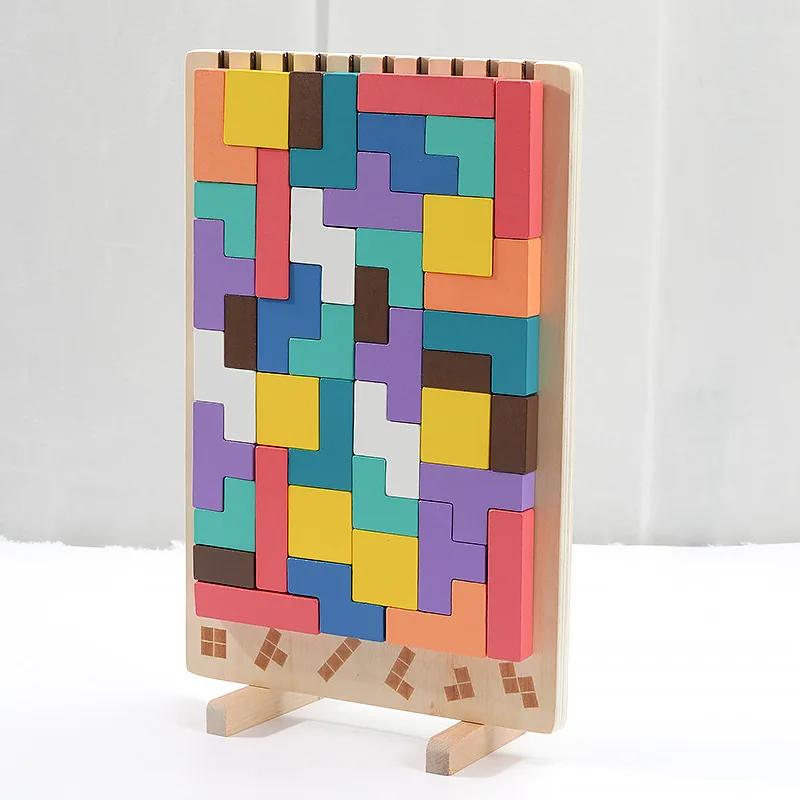 Montessori Baby Wooden  Macaroon 3D Russia Puzzle Blocks Game Educational Restless Geometrical Jigsaw Puzzle Toys For Boys Girls