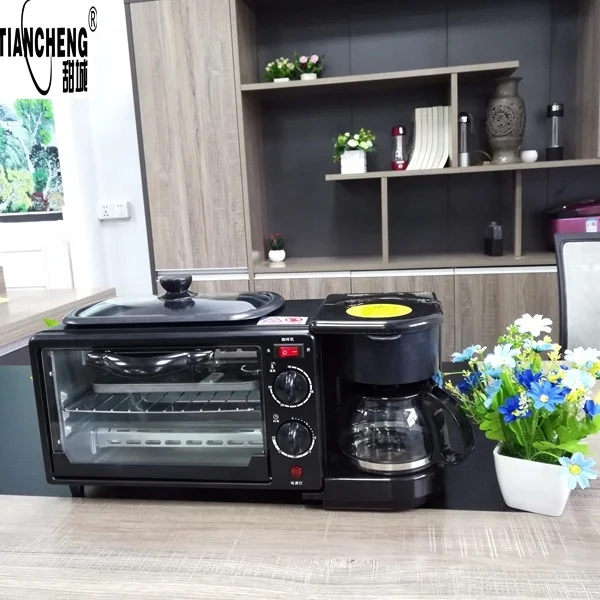 Набор для завтрака TC-завтрак из нержавеющей стали 450 Вт кофемашина 9L тостер сковорода 3 в 1