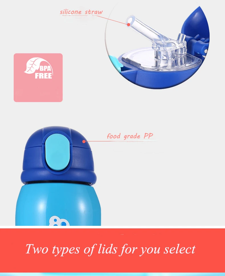 hot sell low MOQ BPA free stainless steel baby bottle with straw