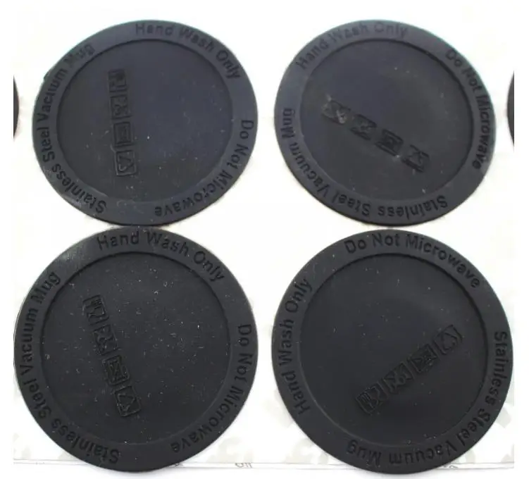 Self Adhesive Black Rubber Coasters For 20oz 30oz Tumbler Bottom Protective Sticker Round Waterproof Heat Resistant Cup Pads SN