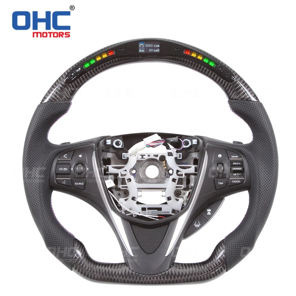 OHC Motors Hot Selling 100% REAL Carbon Fiber LED Steering Wheel for Acura MDX RDX  ILX TLX NSX