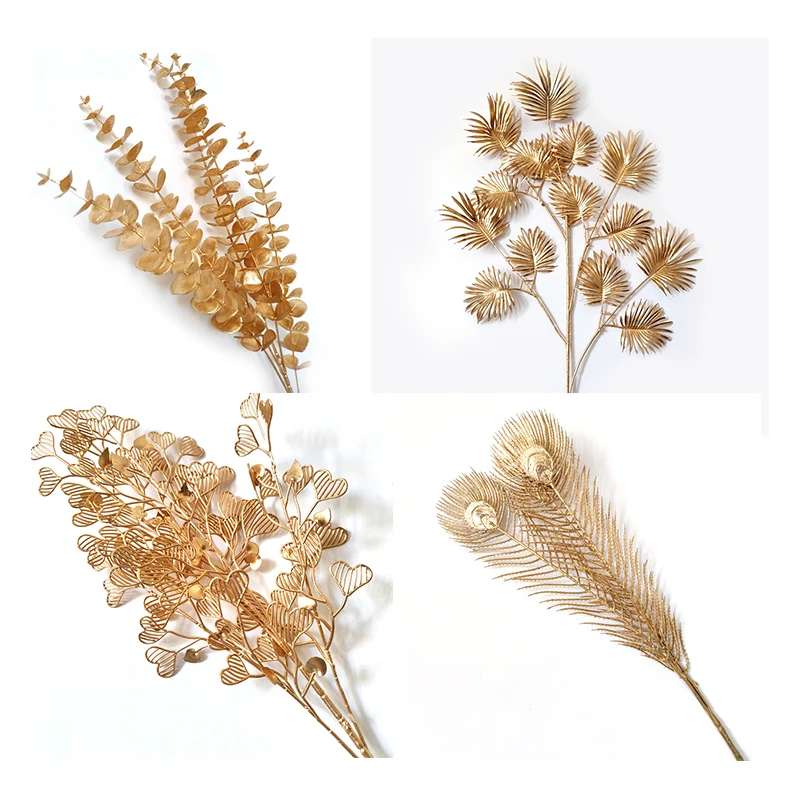 Cheap Price Yunnan Wholesale Artificial Flowers Eucalyptus Flowers Bundle Gold Artificial Flowers Leaves For Wedding Decor