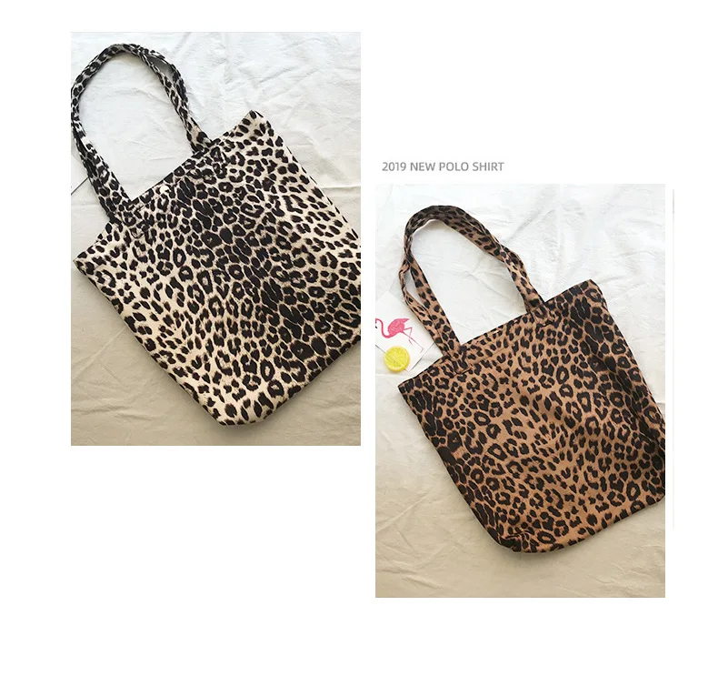 Wholesale Designer Leopard Lady Fashion Handbag Casual Leopard Print Canvas Tote Bag