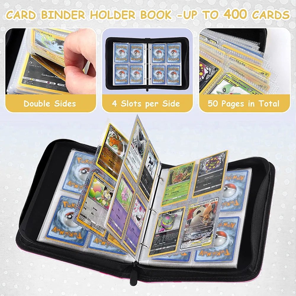 Hot Selling Pu Leather 4 9 Pocket Collection Map 400 900 P-oke-mon Verzamelmap Trading Card Album With Sleeves