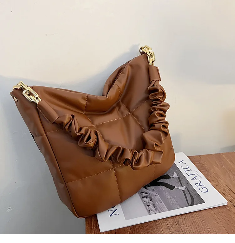 Customize New Design Unique Fashion Luxury Quality Eco Friend Pu Handbag Puffer Tote Bag For Women