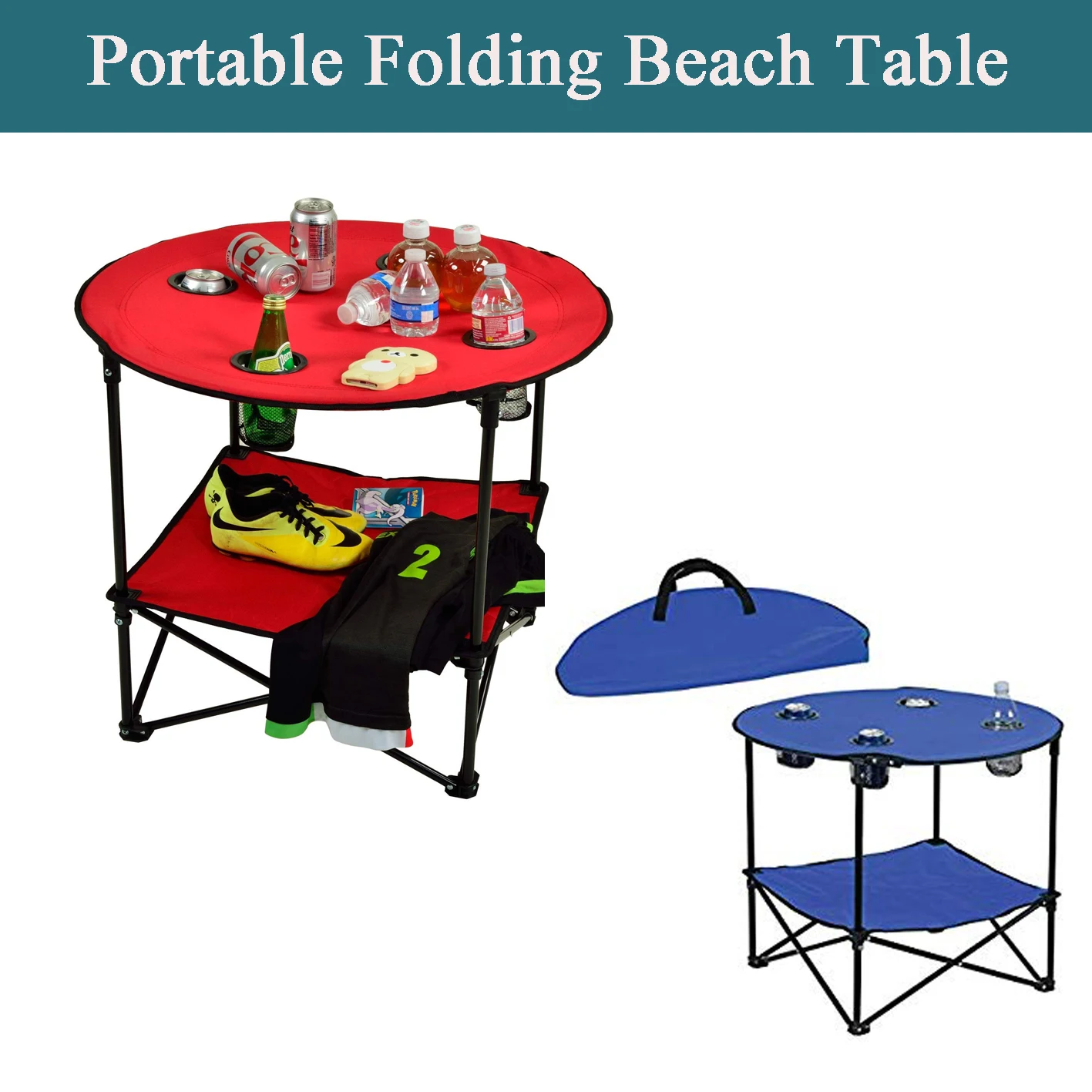 Portable  beach metal canvas folding table with carrying bag