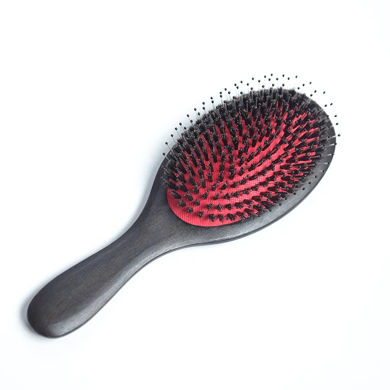 New Design Wood Handle Hair Brush Natural Boar Bristle & Nylon for Curly Hair Detangling Salon Use