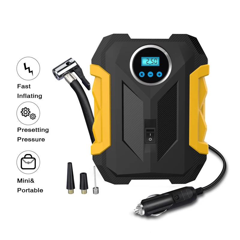 CARSUN 139910  Intelligent Wired Portable High Pressure Tyre Inflator Air Compressor Pump With Led Light Tire Inflator