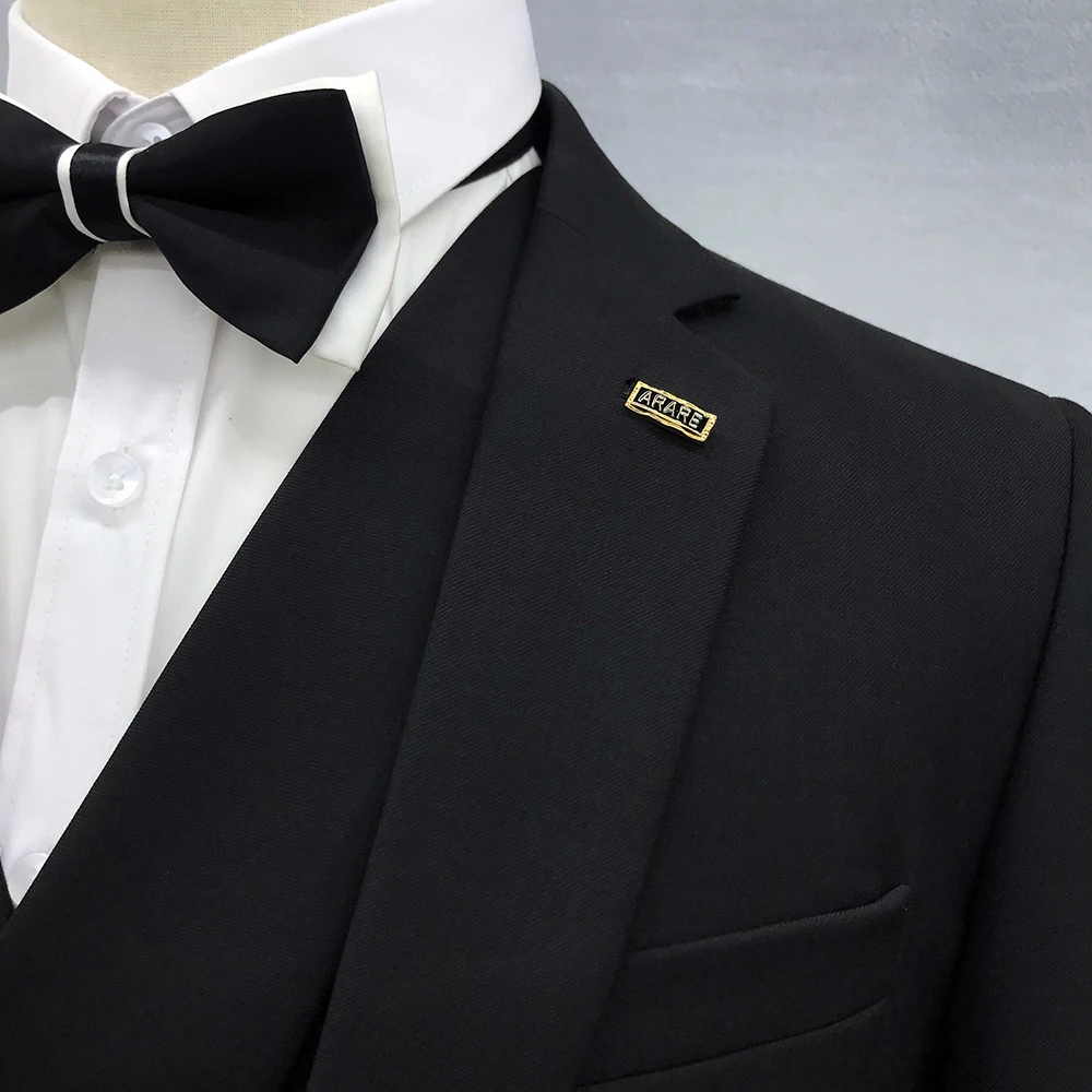 2023 African Trajes Para Hombre Peaked Lapel Turkish 3 Piece Black Coat Pant Men Suit Jackets