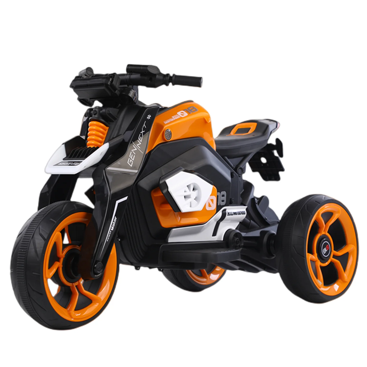 Новый дизайн 2022 Детский Электрический мотоцикл с 3 колесами питание от батарейки 12 В игрушечный детский автомобиль оранжевый для катания детей