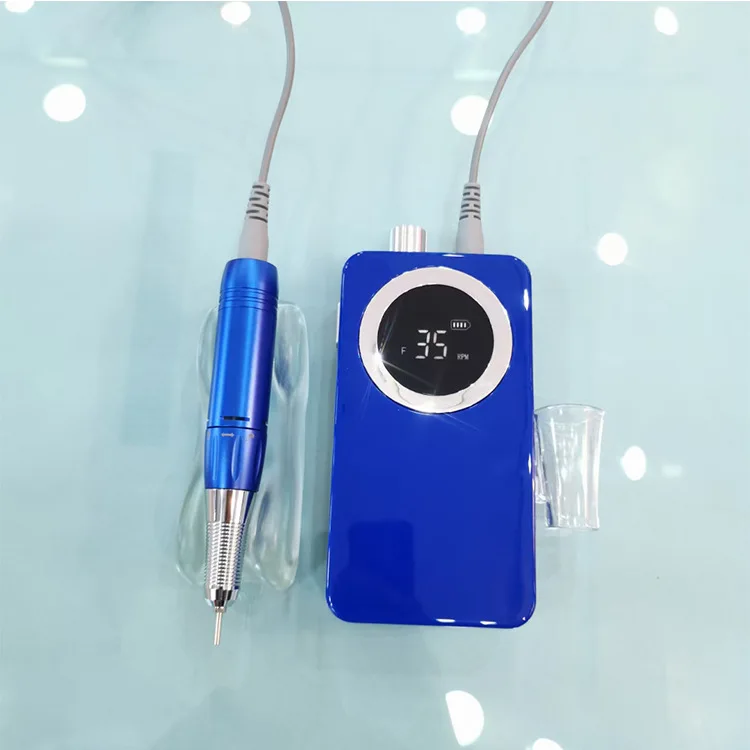  2021 Brilliant Gradient Blue/Red Color 35000rpm Rechargeable Brushless Motor E File Nail Drill for High-end