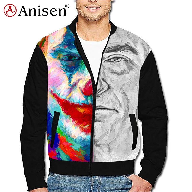 
2021 hot sale 3D print jacket streetwear custom jo_k_er sublimation bomber men jacket 
