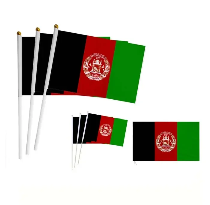 Wholesale Fast Delivery Small Polyester 14*21cm Afghanistan Hand Waving Flag For Advertising