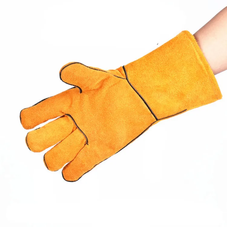 14' AB grade high temperature resistant  full finger red  safety welding gloves long leather work gloves