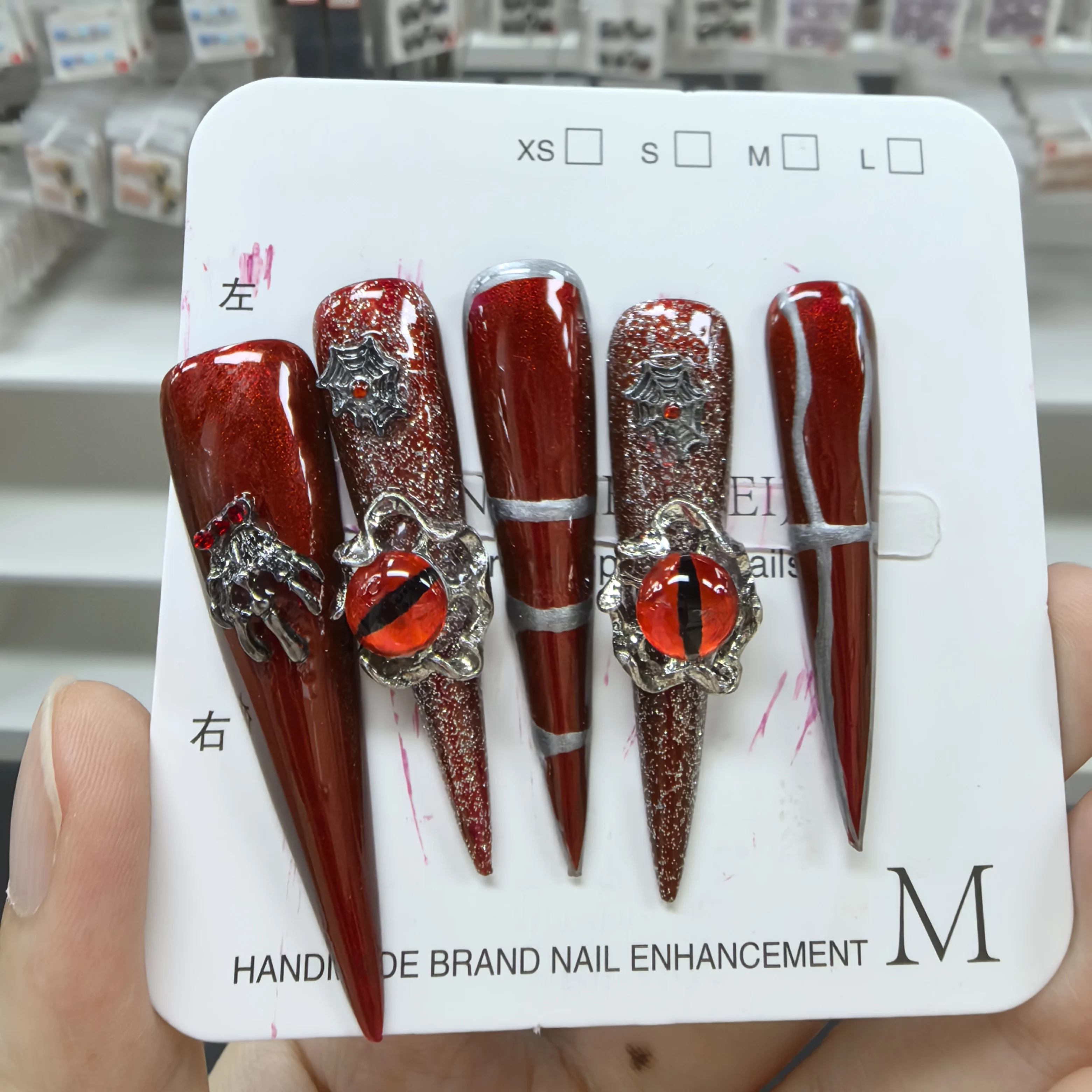 Luxury Dark Style Handmade Nail Black High Quality Press-On French Style Nails for Girls Spider Wear Manicure False Fingers