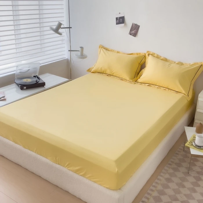 100% cotton bedspread solid fitted sheet with pillow shams mattress protector candy bed linen customized size