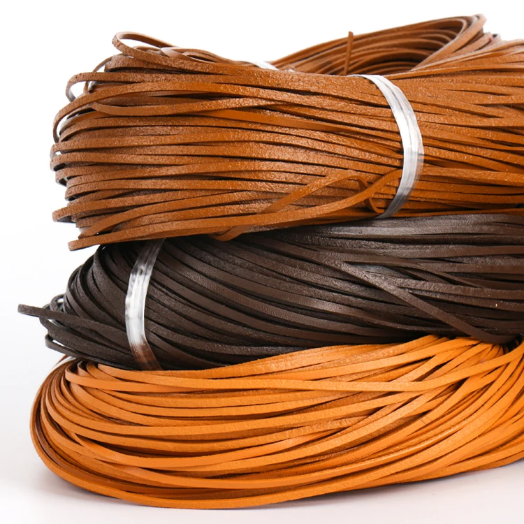 
Durable Natural Real leather flat rope strips for necklace 