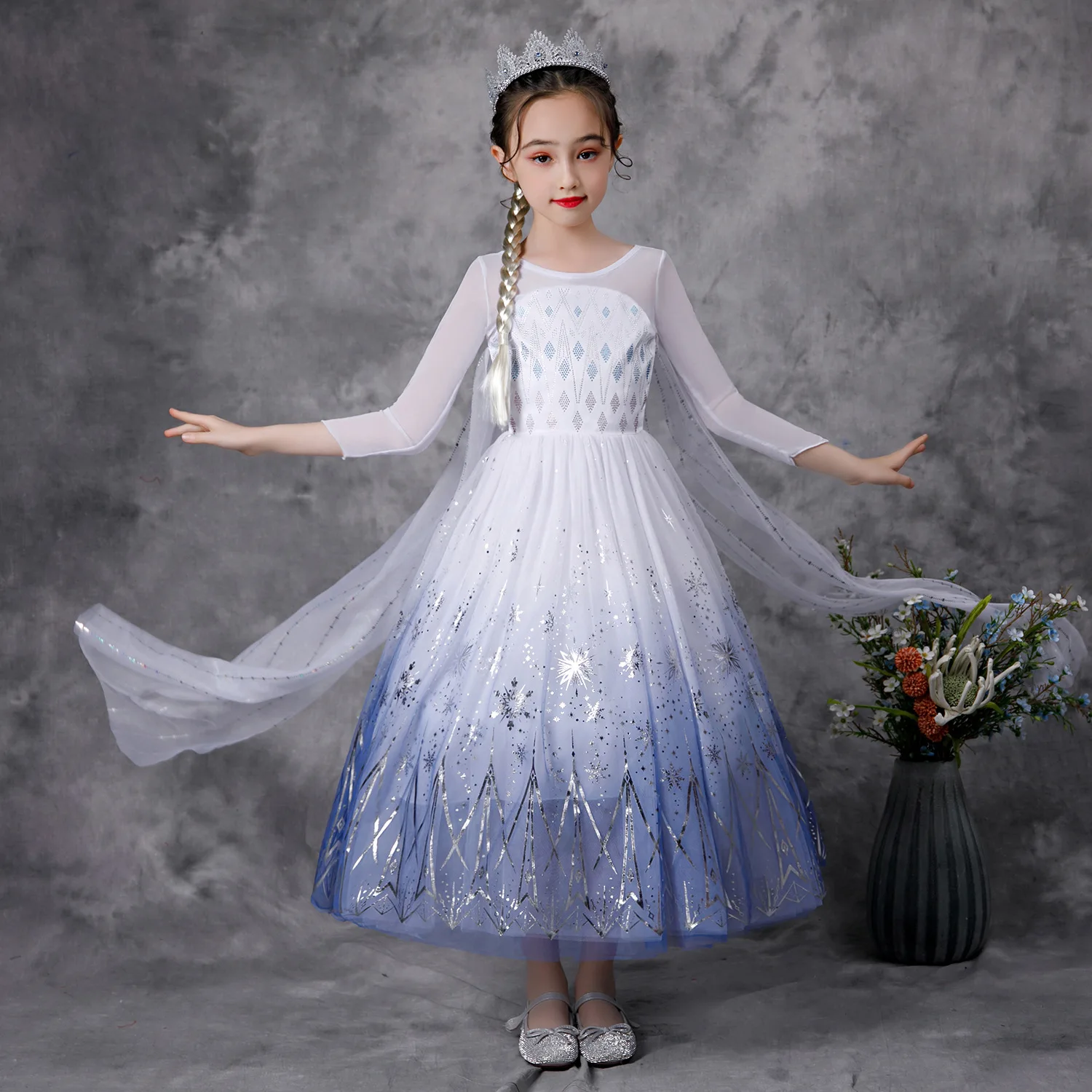 OA OEM ODM Summer Latest Western Pattern Design satin rainbow  party Wear Girl Dress For Kid Girl