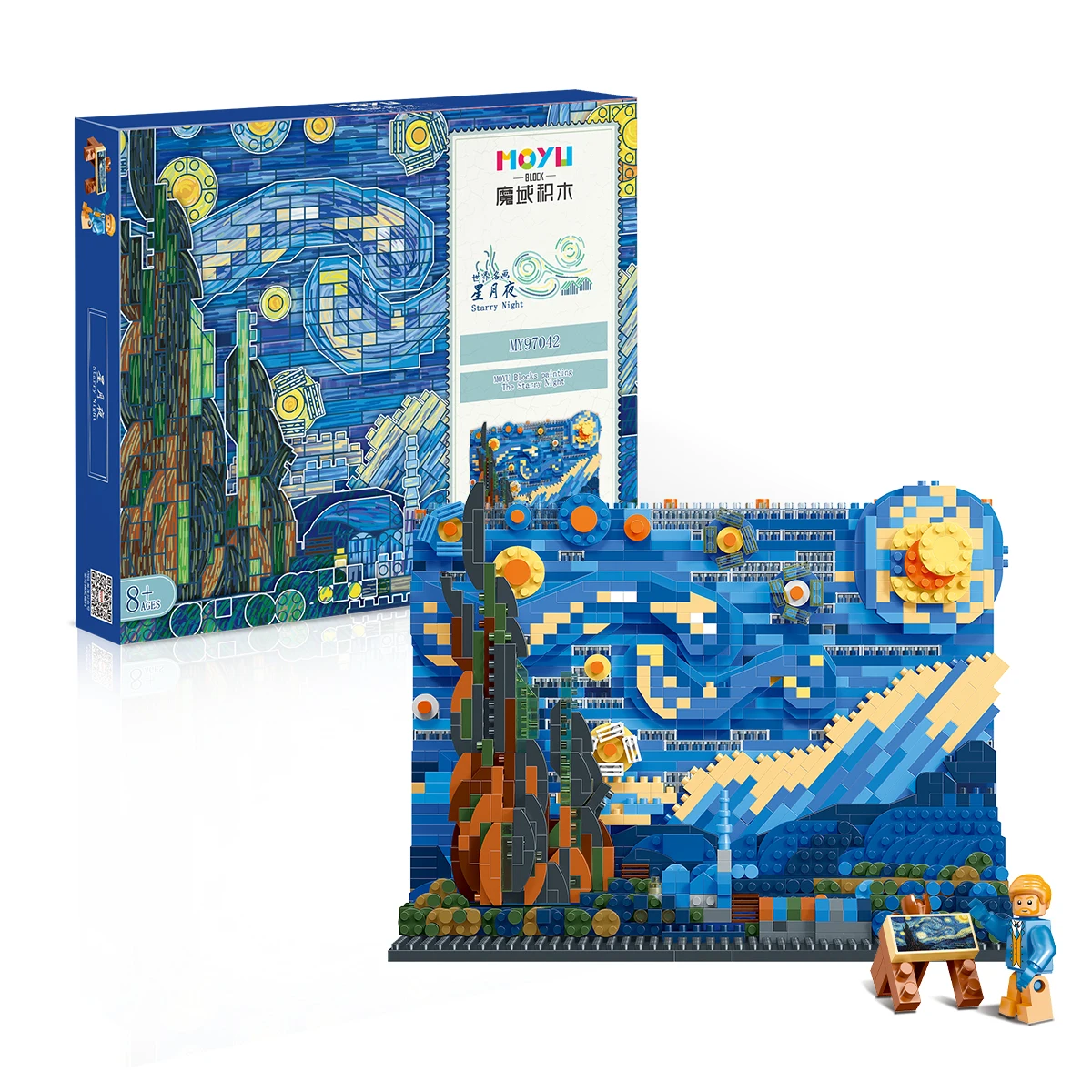 MOYU MOC VanGogh The Starry Night Model DIY toys Kanagawa Surfs The Waves Micro Building Blocks sets