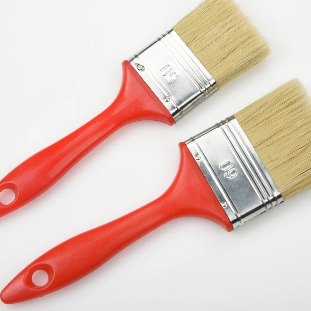 Индивидуальные плоские красные нейлоновые пластиковые кисти с 100% щетиной для рисования, инструменты для художника